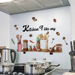 décoration murale aquarelle cuisine ustensiles épices plantes rustique botanique stickers muraux adhésifs