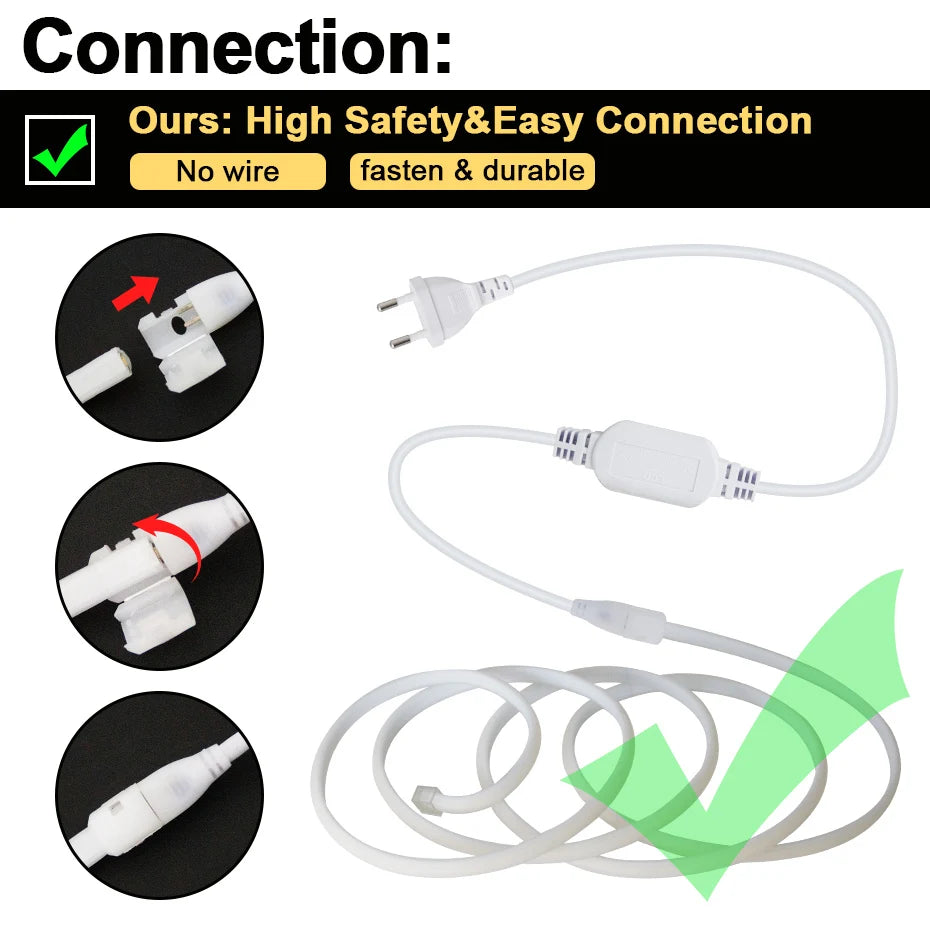 câble alimentation blanc moderne interrupteur clip protection 220v led 288m