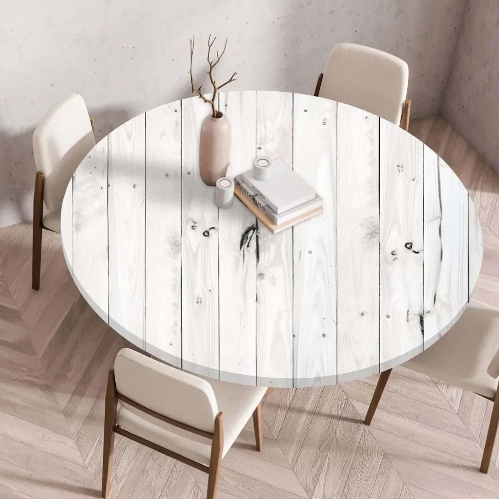couverture table ronde imprimée bois 100cm 120cm 140cm moderne réutilisable fête maison