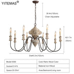 lustre vintage blanc noir bois candelabra ampoules chaîne salon restaurant église rustique adjustable