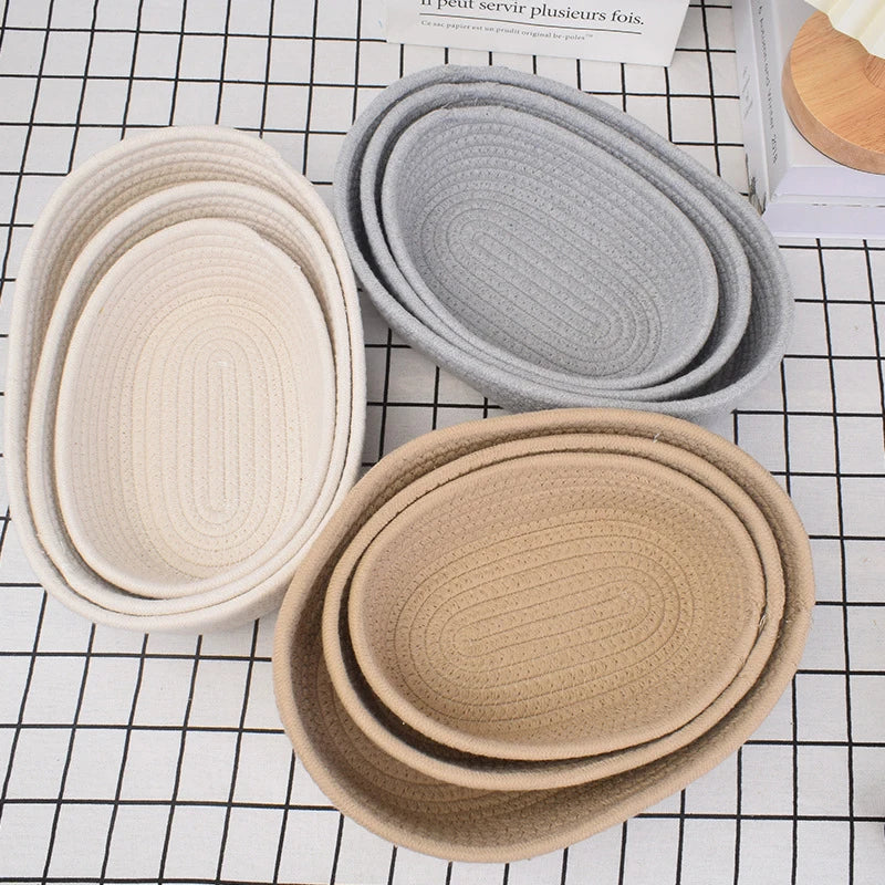 corbeilles rangement tissées coton multifonctionnel moderne beige gris blanc stockage écologique maison