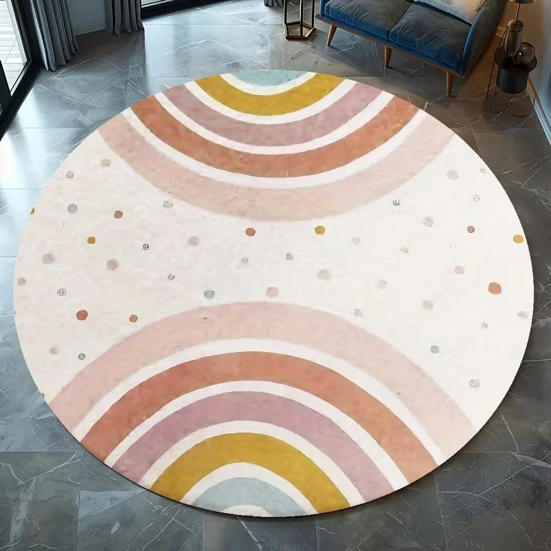 tapis moderne coloré pois arc ciel chambre salon couloir enfant nuages étoiles géométrique polyester