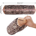 coussin tronc d'arbre marron clair texture bois réelle salon chambre canapé confortable mignon