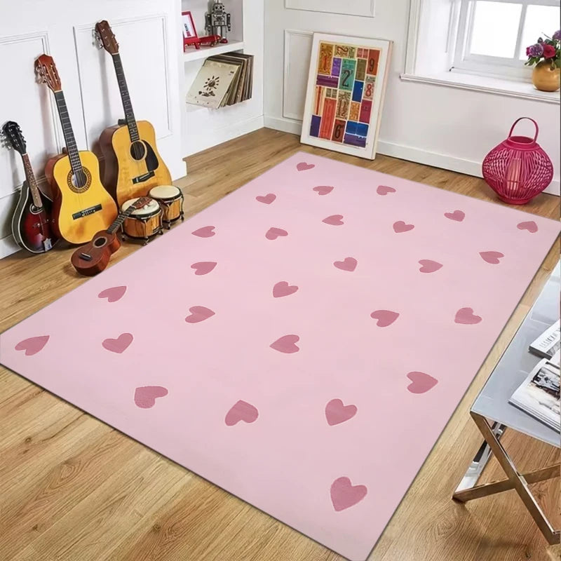 tapis moderne rose rayures ondulées salon chambre facile nettoyer polyester polypropylène