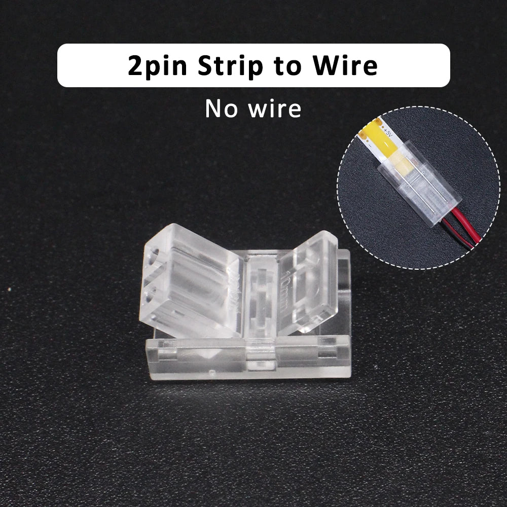 connecteur led transparent sans motif cob smd clip fixation câble raccordement pragmatique ip20 ip65