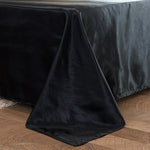drap plat satin noir bleu uni moderne oreillers coussins lit opacité simple