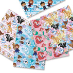 papier cadeau disney personnages anna elsa ariel bambi bleu rose jaune blanc