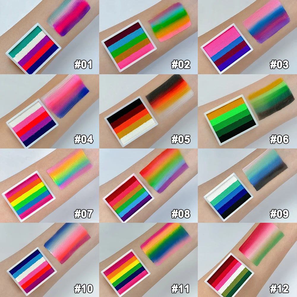 ruban adhésif multicolore rayures horizontales moderne stickers pinceau peinture corporelle uv luminescente halloween festivités