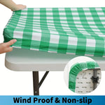 nappe table imperméable vert blanc carreaux moderne clips fixation camping usage extérieur