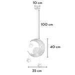 lampe suspendue moderne lune étoiles blanc doré salon chambre led