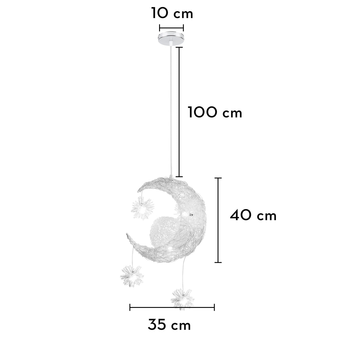 lampe suspendue moderne lune étoiles blanc doré salon chambre led