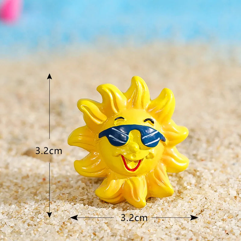 miniatures plage coquille étoile mer dauphin résine soleil palmier décor