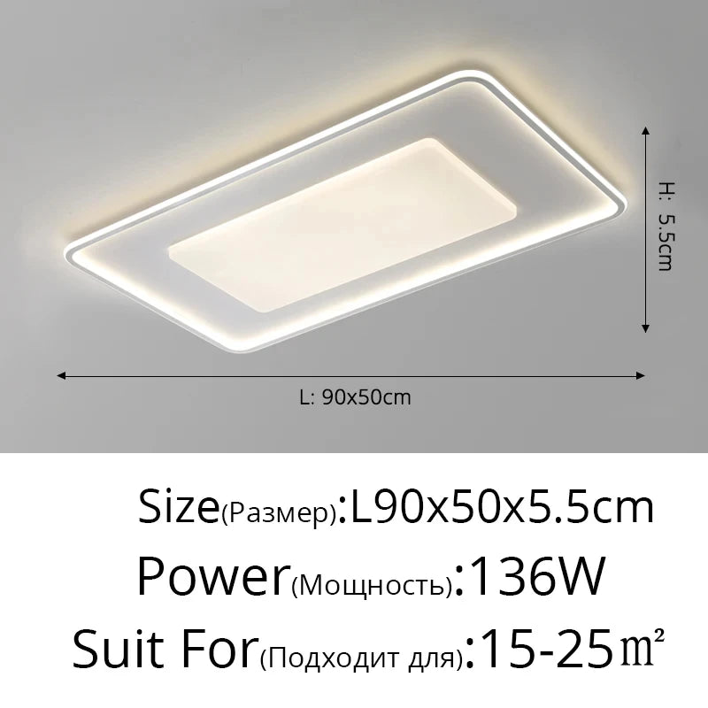 plafonnier led moderne blanc rectangulaire ovale nuage sans télécommande