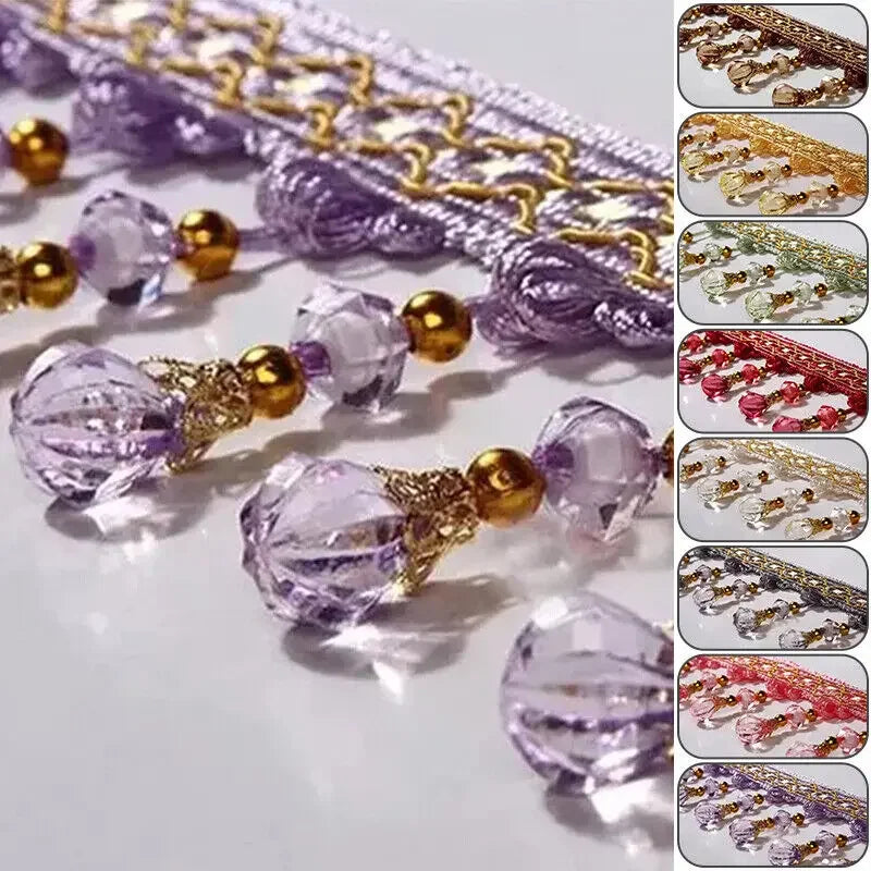 ruban décoratif brodé cristal rose marron violet vert jaune vêtement textile maison rideau