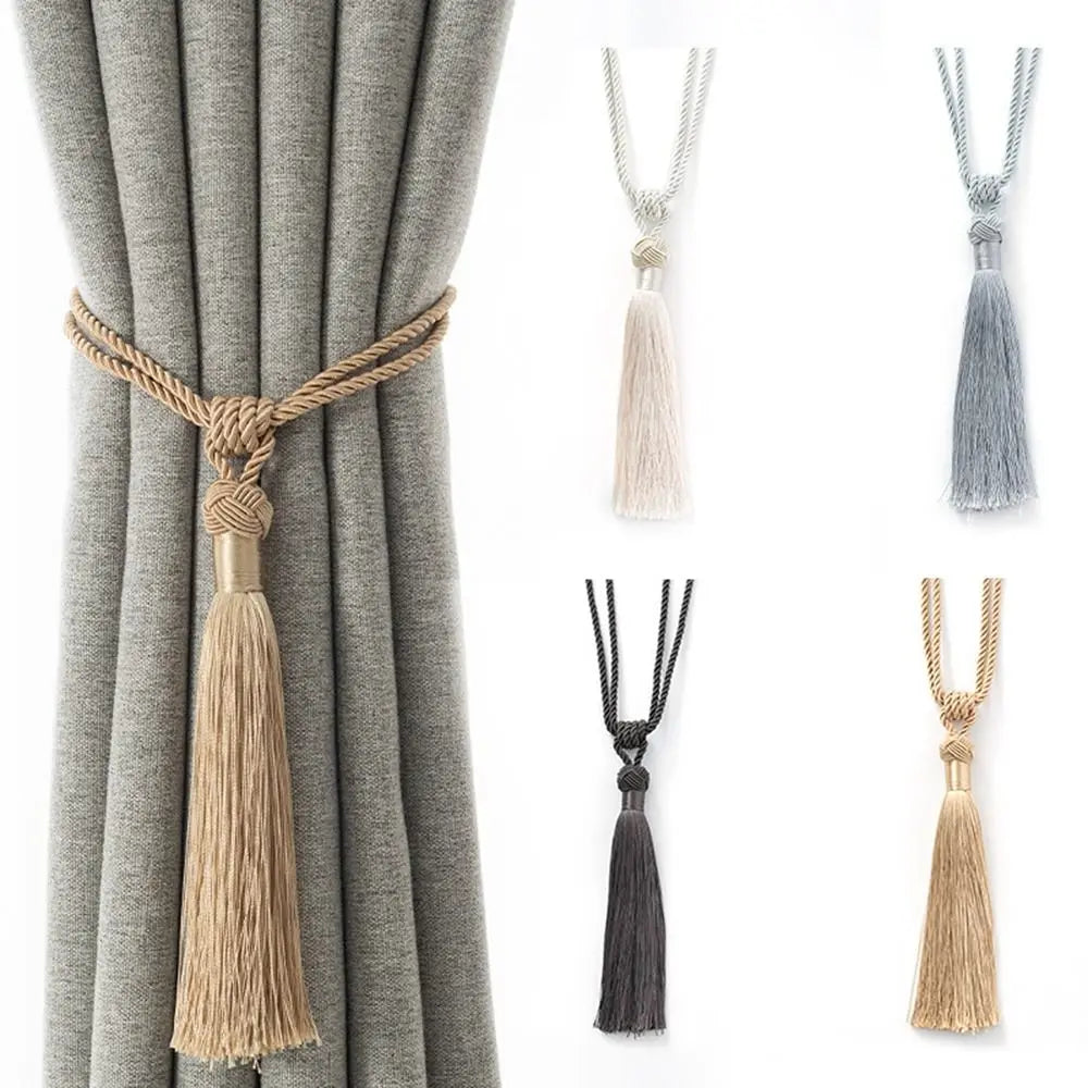 accessoires rideau cordon tressé franges blanc or gris beige moderne bohème chic