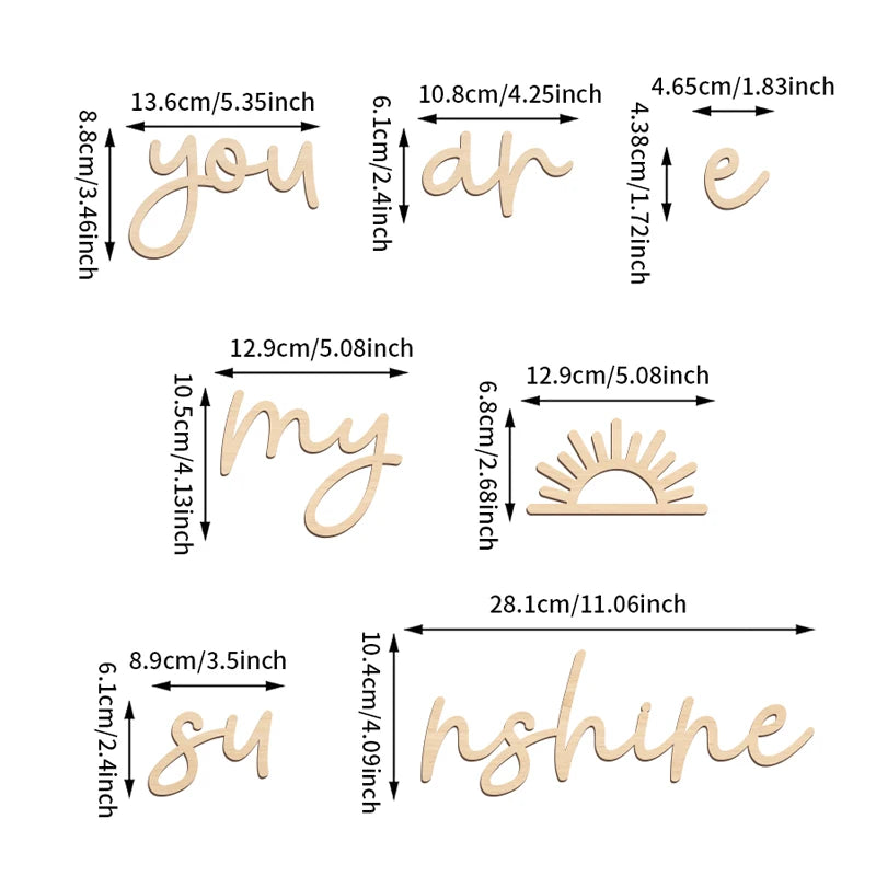 lettres murales bois moderne you are my sunshine naturel minimaliste