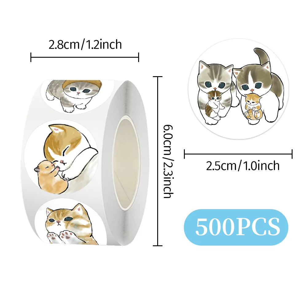 autocollants animaux chatons lapins multicolores illustration adhésifs emballage 500 pièces