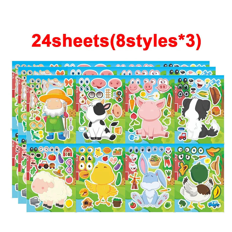 sticker animaux ferme multicolore cartoon adhésif diy activités enfants garçons filles fournitures bricolage artisanal