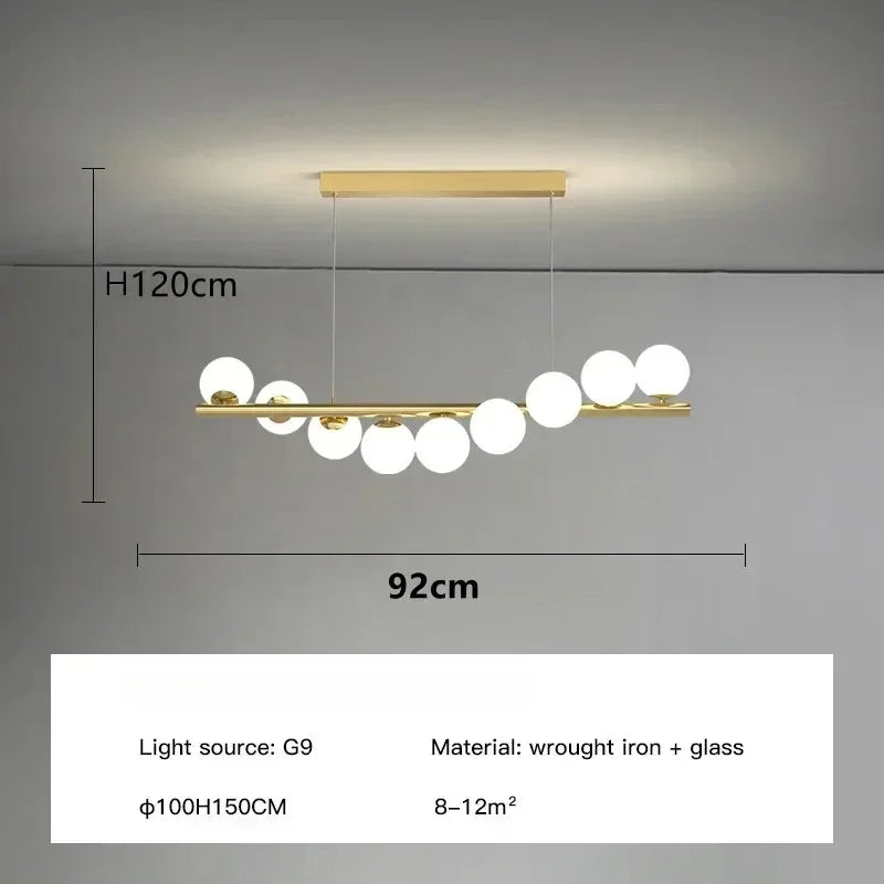suspension lumineuse moderne boules translucides or blanc cuisine salon chambre
