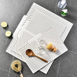 tapis cuisine silicone gris violet rayures diagonales moderne antidérapant respectueux environnement opaquet adhésif