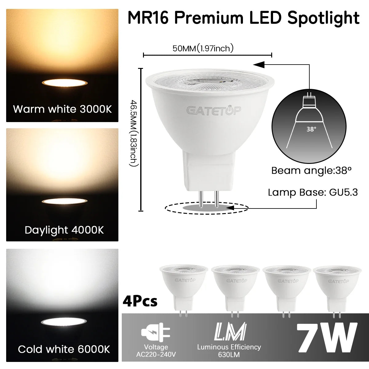 ampoules led blanc modernes gu10 gu11 mr11 35mm 50mm 220v 240v 6000k 3000k