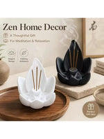 support encens fleur lotus moderne blanc noir résine minimaliste