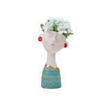 vase decoratif moderne buste feminin motif geometrique texturé fleurs artificielles blanc rouge