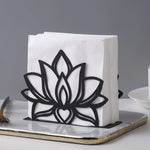 porte serviettes fleur lotus moderne noir blanc clips salle manger cuisine élégant métal utilisation