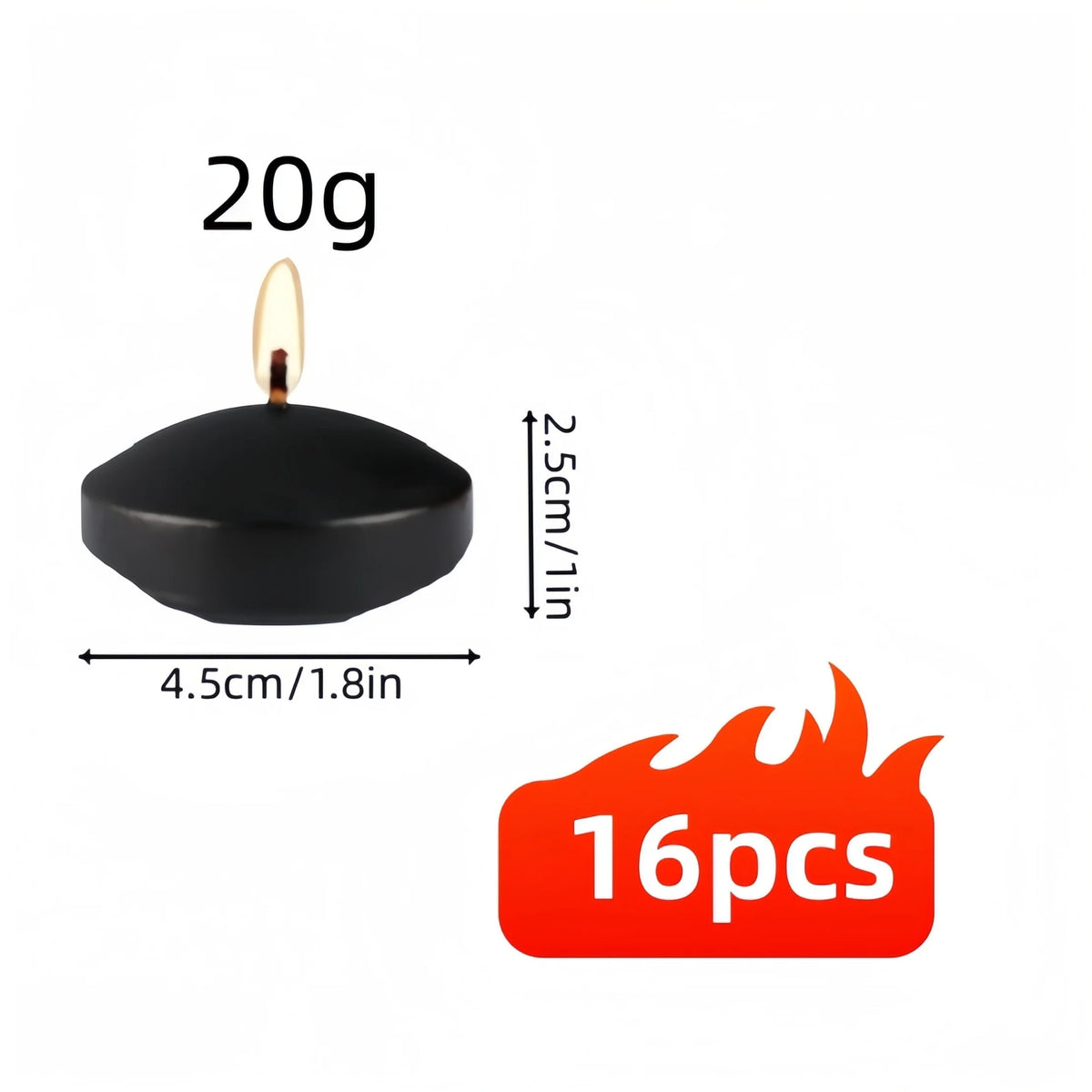 bougies flottantes noires rondes 10g 20g 1.5pouce 1.8pouce minimaliste fil vases table mariage
