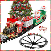 Train électrique pour sapin de Noël avec rails ronds et carrousel - Décoration festive 2024