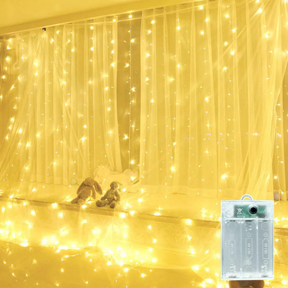 guirlande lumineuse rideau led blanc rose rouge décoration festive noël transparent