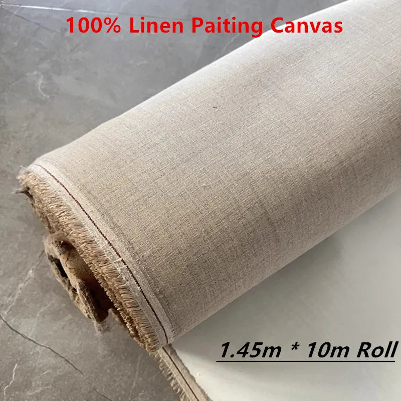 toile peinte rouleau lin texture fine medium peinture huile naturelle rustique 1.45m large