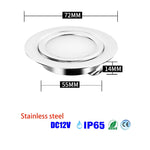 projecteur led 14mm 3w 5w 12v 24v argenté acier inoxydable cuisine moderne