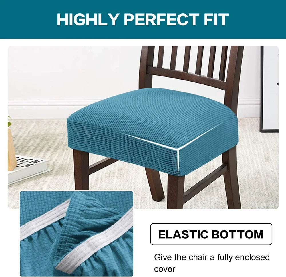 Housse chaise moderne polyester bleu rayures horizontales élastique lavable 30°C