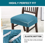 Housse chaise moderne polyester bleu rayures horizontales élastique lavable 30°C