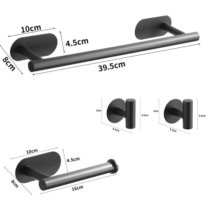 support rangement salle bain argenté moderne porte serviettes papier toilette adhésif minimaliste pièces