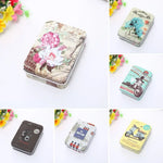 boîtes métalliques multicolores motifs vintage réutilisables rangement accessoires cosmétiques élastiques moderne respectueux environnement