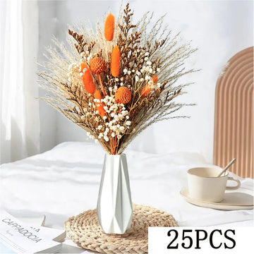 bouquet fleurs séchées naturelles vase boho décoration intérieure anniversaire noël valentin rouille blanc