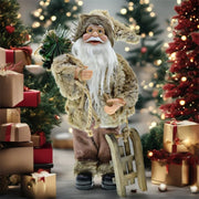 Statue du Père Noël en plastique gris clair 30cm pour décoration de table de Noël