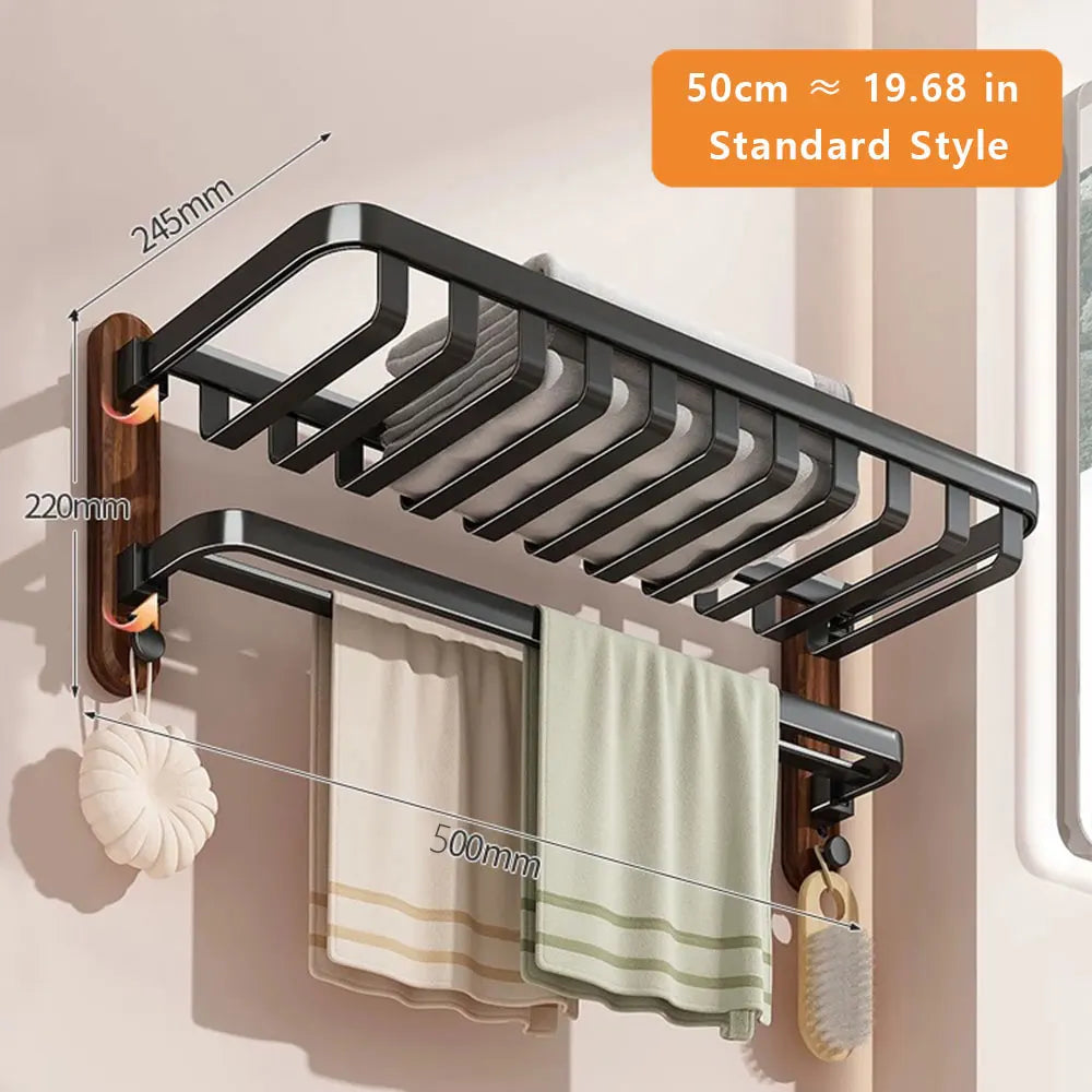 porte serviettes mural noir serviettes bain brosse dents étagère rangement moderne fixations vis 60cm