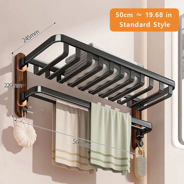porte serviettes mural noir serviettes bain brosse dents étagère rangement moderne fixations vis 60cm