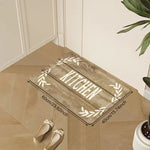 tapis sol extérieur polyester antidérapant motif feuilles blanches rustique vintage marron clair beige blanc