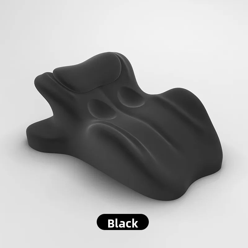 coussin multifonctionnel noir texture douce contemporain ergonomique mousse mémoire forme polyester coton massage lit