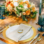 assiettes rondes or blanc opaques élégantes jetables 33cm serviettes couverts festives 12pcs