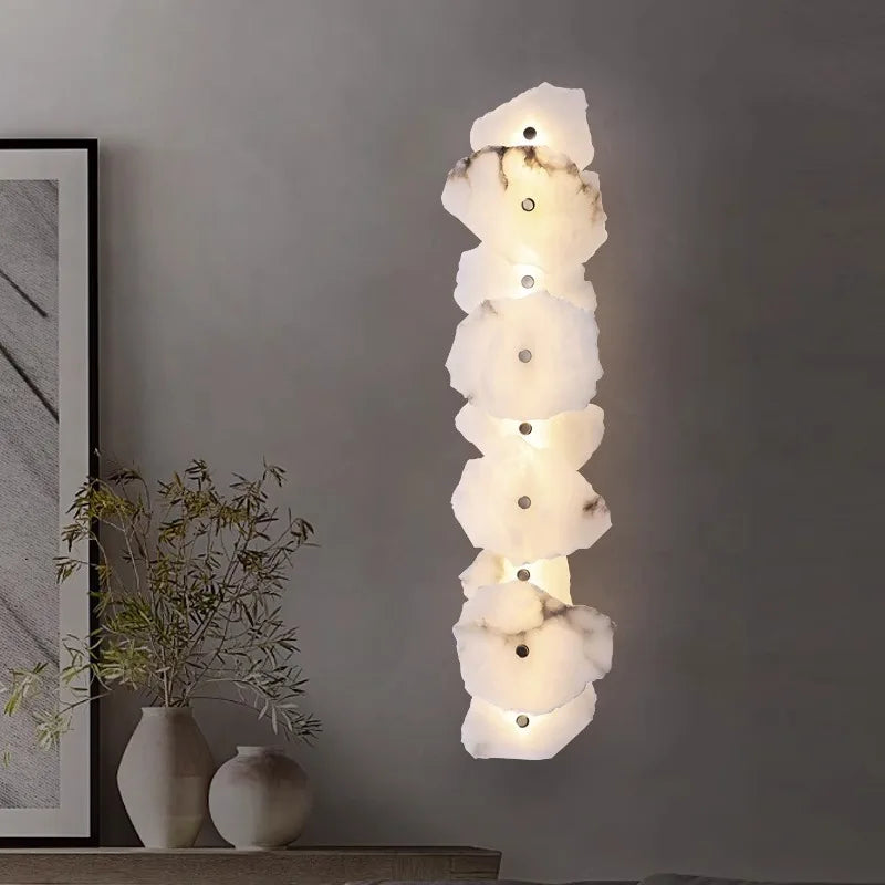 lampe murale moderne pierre naturelle blanc gris éclairage quotidien fixée mur