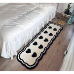 tapis sol moderne motif coeur noir blanc doux antidérapant chambre salon décoration maison