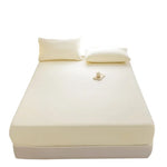 drap housse taies oreiller tissu lisse couleur blanche bleu rose moderne minimaliste élastique queen