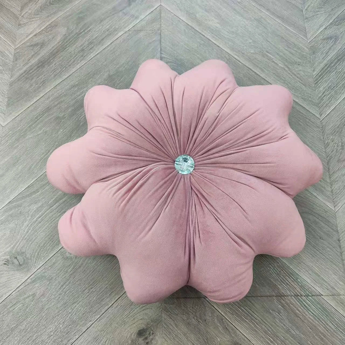 coussin décoratif velours motif fleur six pétales moderne lavable lit chambre