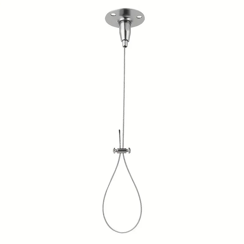 support rideau suspendu argenté moderne câble suspension 50cm métal lisse opacité