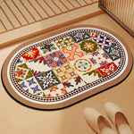 tapis sol multicolore patchwork moderne motifs géométriques floraux salle bain lavable machine absorbant